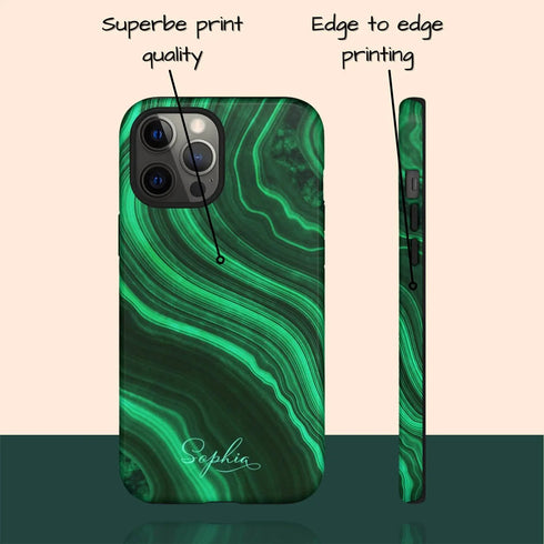 Malachite Marble Agate Custom Name iPhone Case
